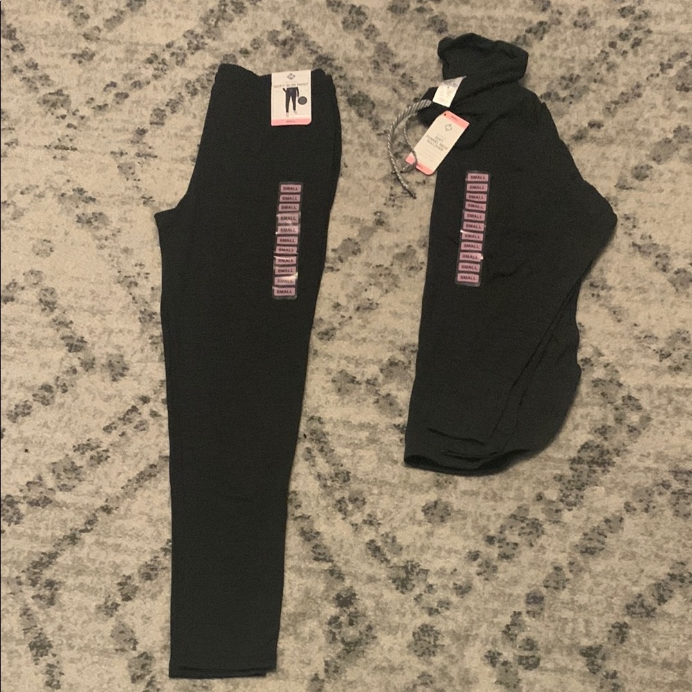 Black Leggings and Hoodie Set